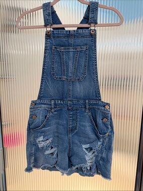 Mossimo Supply Co. Blue Denim Overalls with Red Label